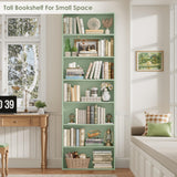 FACBOTALL 82" Tall Bookshelf, 7-Tier Open Shelves Bookcase, Freestanding Display Storage Shelves, Tall Bookcase Home Decor Furniture for Home Office, Living Room, Bedroom, Green FACBOTALL