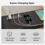 SUPERJARE 70 Inch Console Table with Outlet, Sofa Table with Charging Station, Narrow Entryway Table, Skinny Hallway Table, Behind Couch Table, for Living Room, Black SUPERJARE