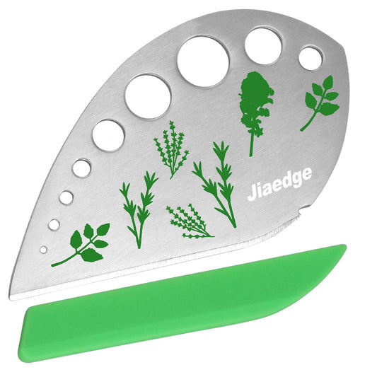 Herb Stripper, Jiaedge Green 9 holes Stainless Steel Kitchen Herbs Leaf Stripping Tool, Metal Herb Peeler for Kale, Collard Greens, Thyme, Basil, Rosemary Stripper