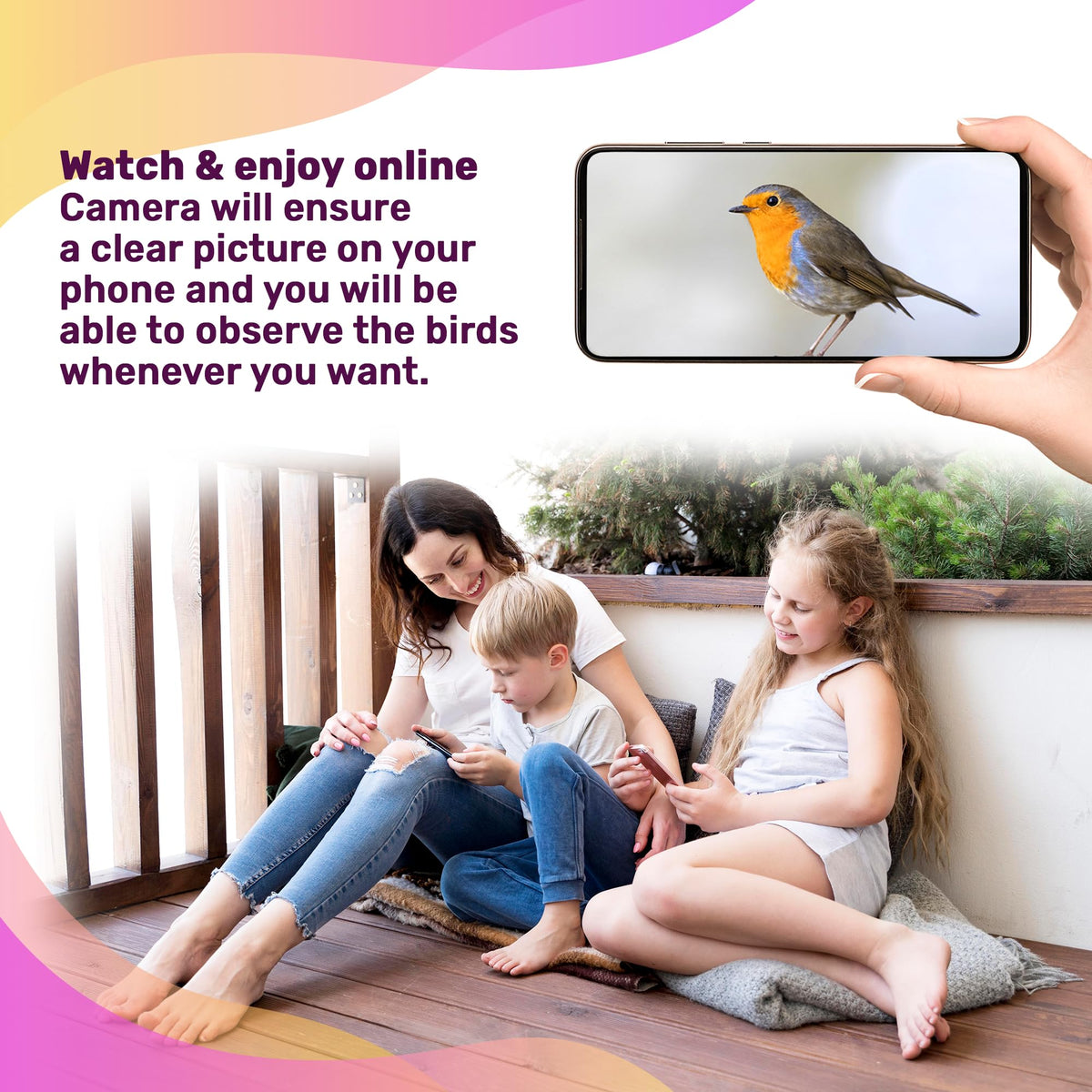 Bird Feeder with Camera Smart Backyard House Camera with Live View Instant Arrival Alerts Auto Capture Video Outside Wild Watching cam Gift for Bird Lovers SOFIDA