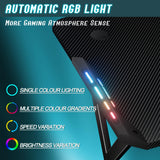 HLDIRECT 47 Inch Gaming Desk with LED Lights, Ergonomic Computer Table with Carbon Fibre Surface, Sturdy PC Workstation Desk for Home Office with Headphone Hook, Cup Holder, Black HLDIRECT