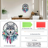 SENQAO Wolf Diamond Art Hanging Kit for Adult, Special Shaped Rhinestone, Double Sided DIY Acrylic Diamond Art Painting Window Pendants Home Garden Wall Hanging Kits Hanging Ornament (Dream Catcher) SENQAO