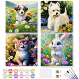 4 Pack Paint by Numbers Kits for Kids with Wooden Frame-Cartoon Animal Painting by Numbers for Kids Adults Beginners, Easy Paint by Numbers Kit Crafts for Kid Paint by Number for Wall Decor(8X8inch) Genius maker