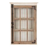 Kate and Laurel Hutchins Decorative Farmhouse Wood Wall Storage Cabinet with Window Pane Glass Door, Rustic and White Kate and Laurel