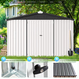 U-MAX 10x14 Shed, 14x10 Metal Outdoor Storage Shed, Large Outside Storage Garden Sheds & Outdoor Storage Clearance, Tool Shed Lockable for Backyard, Patio and Outside Use in White U-MAX