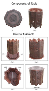 COTTON CRAFT Solid Wood Accent End Table - Hand Carved Vintage Boho Folding Side Table - Small Spaces Entryway Farmhouse Living Room Bedside - No COTTON CRAFT