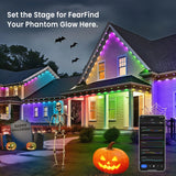 Smart Permanent Outdoor Lights for House, 49.6ft with 30 RGB+IC Smart Outdoor Lights, P67 Waterproof with DIY Scene for Halloween Christmas Decor, Remote Control, Work with Alexa, Google Assistant MFROO