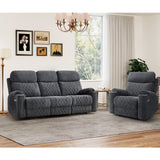 HAOMARKETS 2-Piece Electric Recliner Sofa Set with Charging Port, Include Single Power Reclining Chair and 3-Seater Reclining Sofa for Living Room, Dark Grey HAOMARKETS