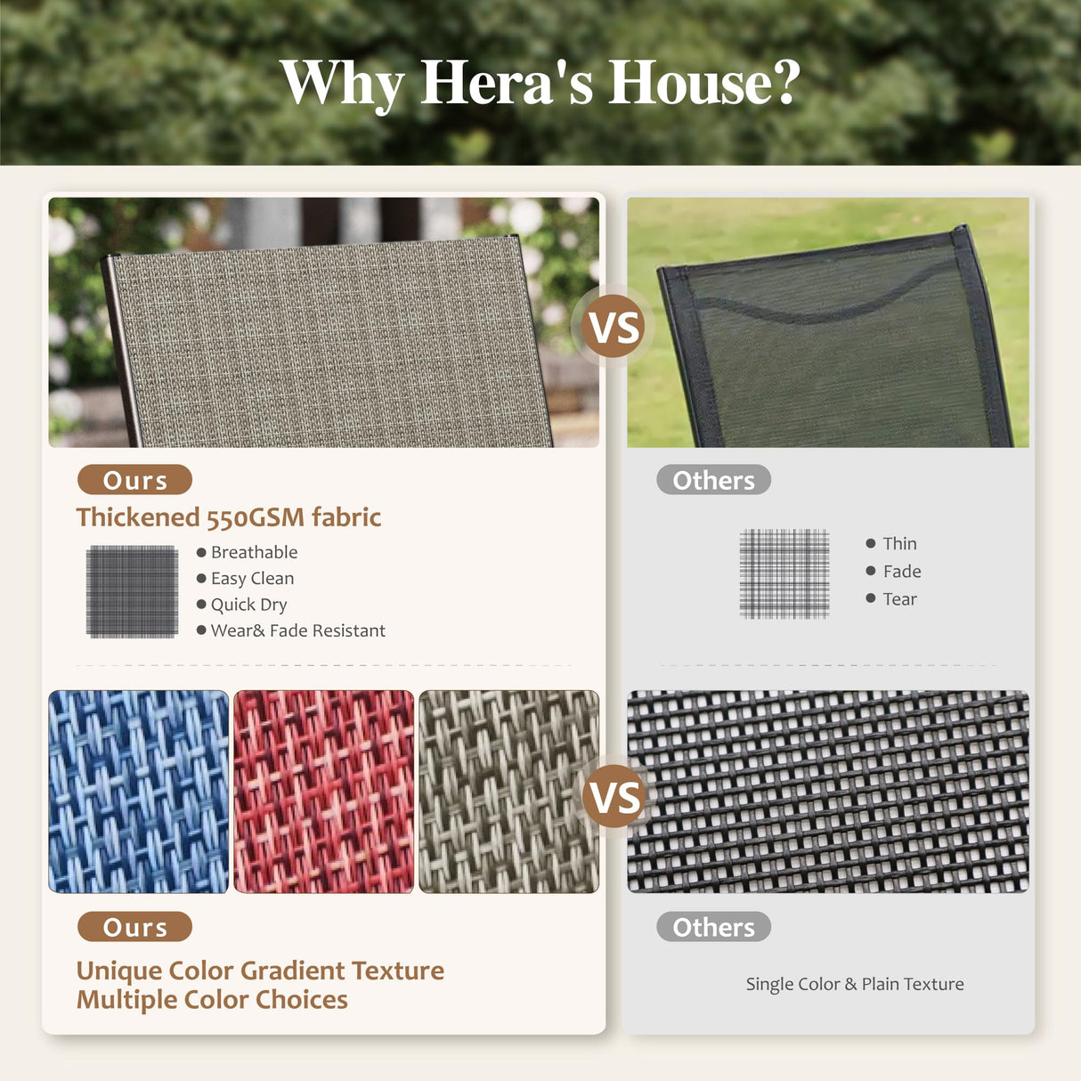 HERA'S HOUSE 9 Pieces Patio Dining Set, 8 x Brown Textilene Patio Chairs and 1 x 83 Large Rectangle Dining Table, Outdoor Furniture Set for Deck Garden Backyard Lawn Poolside HERA'S HOUSE