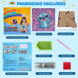 Gearock Diamond Art Kits with Frame, Cute Small Diamond Painting Kits for Adults Beginners, Easy DIY Big Gem Kits for Cartoon Lovers Halloween Christmas Birthday Gifts, 7x7 Inch Gearock