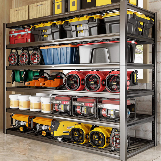 PMKES 6 Tier Garage Shelving Heavy Duty, 56" W Garage Storage Shelves, 3900LBS Capacity Adjustable Metal Shelves Units, 84" H Industrial Shelf, Garage Storage Shelving Unit, 56" W*84" H*24" D - WoodArtSupply