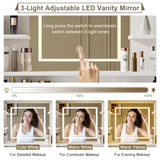 Einhomn Vanity Desk with Mirror & LED Lights, Fluted Makeup Table Set with Power Outlet & Hair Dryer Rack, Modern Dressing Table with Drawers & Adjustable Shelves, Cushioned Stool for Bedroom, White Einhomn