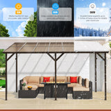 Oakcloud 10' x 14' Outdoor Wall Mounted Gazebo, Patio Lean to Gazebo Pergola with Sloped Roof, Large Heavy Duty Awning for Patio, Backyard, Deck Oakcloud
