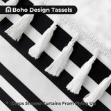 Seasonwood Black and White Shower Curtain with Tassels,Farmhouse Fabric for Bathroom,Heavy Weighted, 72 x 72 Seasonwood