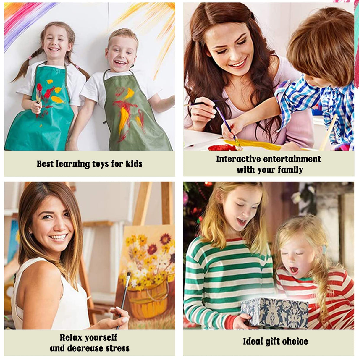 Amphol Adult Paint by Number Kits on Canvas Framed, 4 Pack Season Easy DIY Paint by Number for Adults Canvas with Frame, Simple Acrylic Framed Painting by Number for Beginners Kids Amphol