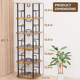 TEROL 5-Tier Rotating Book Shelf, 360° Display Spinning Bookshelf Tower, Book Organizer, Floor Standing Bookcases for Small Space, Corner Book Shelf for Bedroom, Living Room, Study Room (RUSTIC BROWN) TEROL