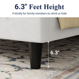 Allewie Queen Platform Bed Frame/Velvet Upholstered Bed Frame with Vertical Channel Tufted Headboard/Strong Wooden Slats/Mattress Foundation/Box Spring Optional/Easy Assembly/White Allewie