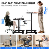 GallopFun Mobile Laptop Standing Desk Adjustable Height, Small Mobile Desk Workstation with Wheels, Portable Rolling Computer Desk Cart for Home Office Classroom (Black) GallopFun