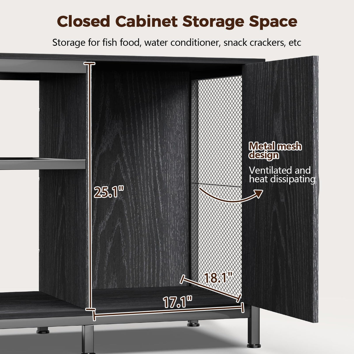 Tatub 55-90 Gallon Fish Tank Stand Large Aquarium Stand with Accessories Storage, Heavy Duty Metal Fish Tank Cabinet Suitable for Turtle Tank, Reptile Terrarium Stand, 1000LBS Capacity, Black Tatub