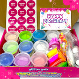 75-Pc Jumbo Mega Birthday Party Slime Favors Kit for Girls Ages 6 7 8 9 10, 11 and 12-30 DIY Slime Kit Soft, Color Slime Gels, Clear, Butter, Glitter, Crunchy, and Glow in Dark Slime Making Kits Glitter Galz
