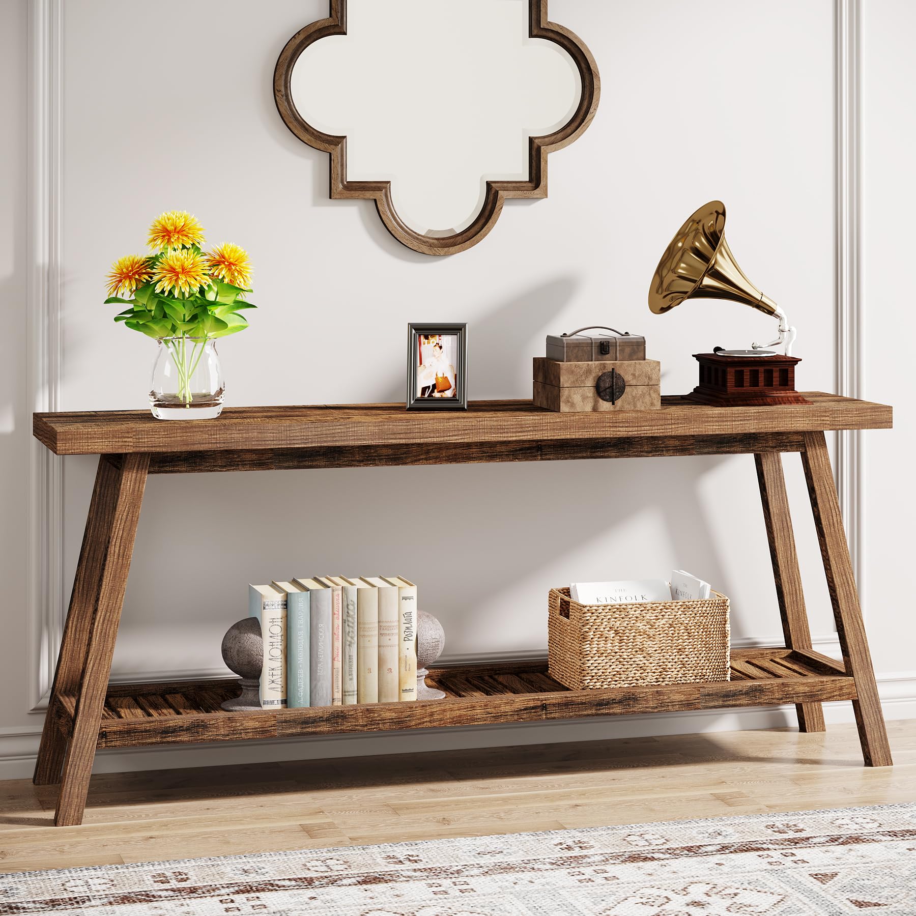 Tribesigns Farmhouse Console Entryway Table: 70.9 Inches All Wood