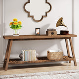 Tribesigns Farmhouse Console Entryway Table: 70.9 Inches All Wood Console Table for Entrance, 2 Tiers Narrow Long Behind Couch Sofa Table, Foyer Entry Table for Hallway, Living Room, Brown Tribesigns