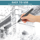 Foyucool Electric Eraser, Battery Operated Automatic Pencil Eraser with 220 Erasers Refills, 2 Erasers Sizes, Comfort Grip Art-Eraser for Drawing, Ideal for Artists, Students, Sketch, Engineers, Black Foyucool