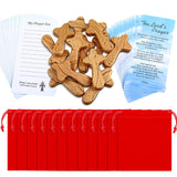WILLBOND 12 Set Small Wooden Comfort Easter Pocket Crosses Hand Held with Red Velvet Pocket and Certificates 4 Inches Portable Holding Wooden Jesus Cross Gift for Prayer Men Christian Gift WILLBOND