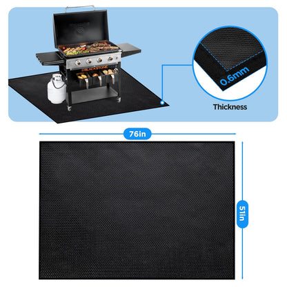 Large 76x51 inches Under Grill Mat for Outdoor Grill,Double-Sided Fireproof Grill Pad for Fire Pit,Indoor Fireplace Mat Fire Pit Mat,Oil-Proof Waterproof BBQ Protector for Deck and Patio