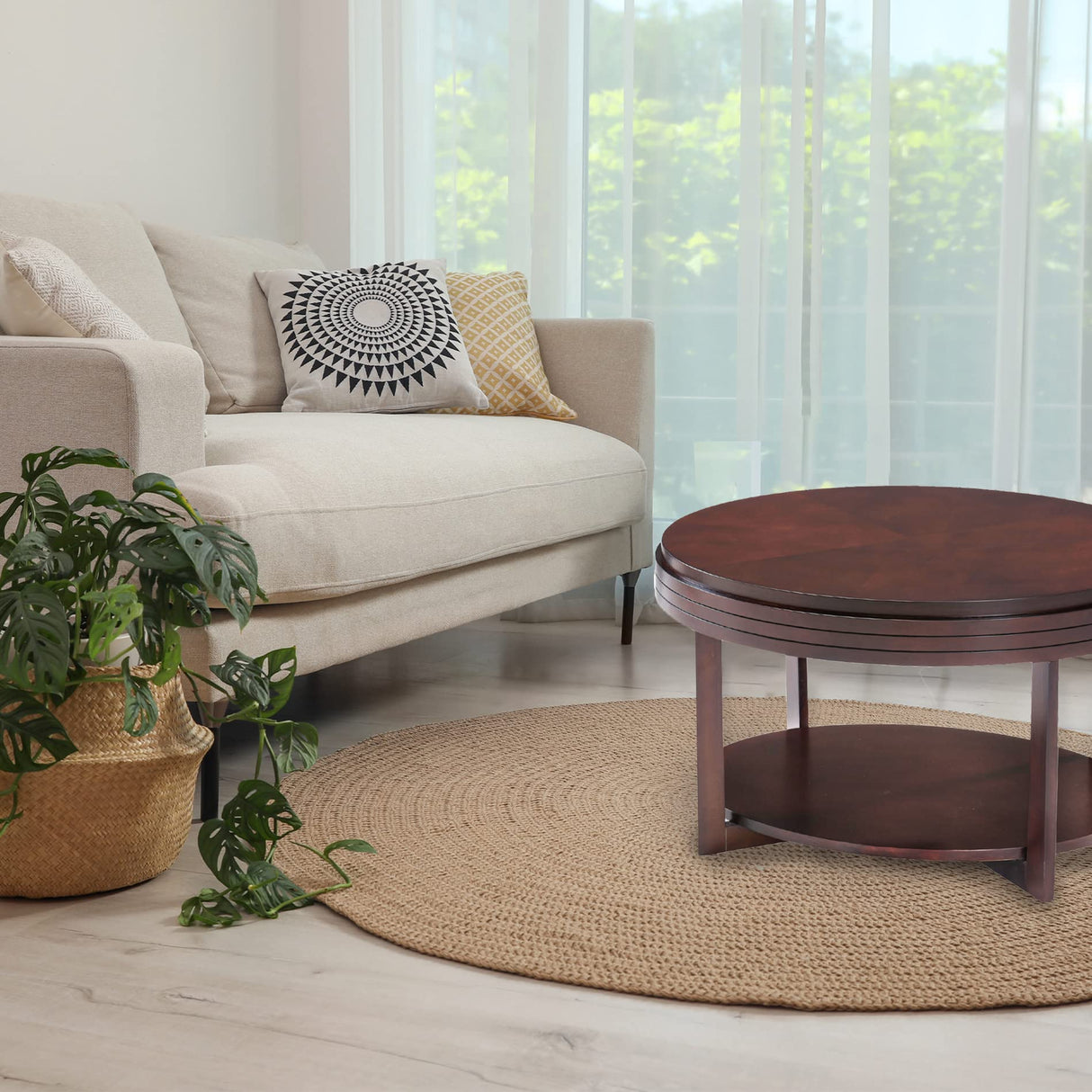 Leick Home 10109-CH Oval Small Coffee Table with Shelf, Chocolate Cherry, 23 in x 33 in x 19 Leick Home