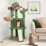 Yaheetech Cactus Cat Tree, 42in Cat Tower for Indoor Cats, Multi Level Cat Condo Scratching Post, Cat Activity Center Pet Furniture w/Ball, Plush Perch, Platform, Basket Yaheetech