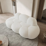 WJShome 90" Modern Curved Couch Cloud Shaped Sofa for Living Room,Lazy Floor Couch, Boucle LoveSofa, Cozy Leisure Boneless Chaise Lounge, Apartment-No Assembly Required(White) WJShome