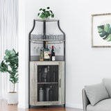Amyove Corner Wine Bar Rack Cabinet with Detachable Wine Rack, Bar Cabinet with Glass Holder, Small Sideboard and Buffet Cabinet with Mesh Door Amyove