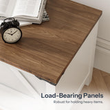 HOOBRO 47.2" Toy Box, Storage Chest with Safety Hinges, Toy Chest Storage, Wooden Storage Bench for Bedroom, Living Room, White and Walnut WH16CW01 HOOBRO