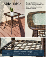 Luxury Outdoor Swivel Rocker Chairs High Back, 3 Piece Patio Rocking Chairs with Thick Cushions, Oversized Bistro Set with Small Side Table, for Porch, Outside, Pool, Deck, Yard, Garden (Rice White) HILLGA