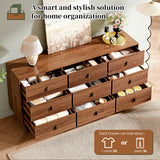 Chrangmay Modern Chest of Drawers with 9 Drawers,Deep Drawers,Clothes Organizer,Large Storage Cabinet for Living Room, Bedroom,Hallway,with Anti-Tipping Device, Walnut. Chrangmay