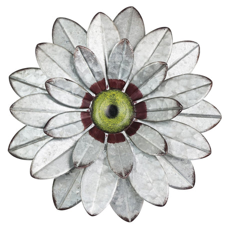 YEAHOME Metal Flower Farmhouse Decor, 11" Galvanized Farmhouse Boho Wall Decor Aesthetic for Bedroom Living Room Kitchen Bathroom, Rustic Farmhouse Wall Art for Outdoor Patio Garden Porch Decor YEAHOME