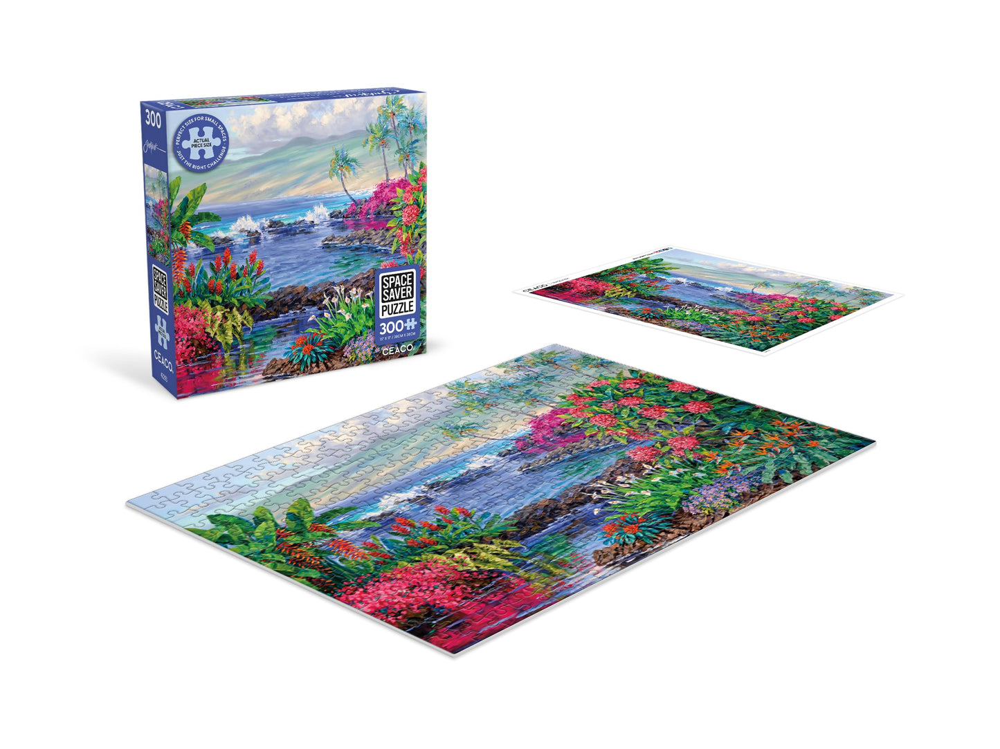 Ceaco – The Essence of Aloha - 300 Piece Jigsaw Space Saver Puzzle – Puzzles for Smaller Spaces and Surfaces