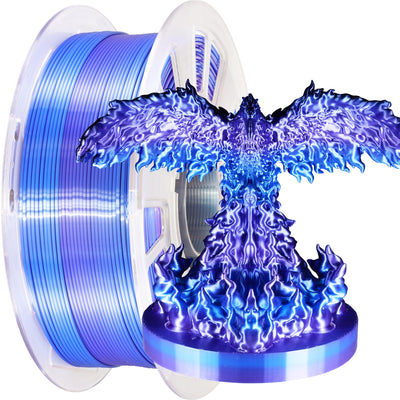 MIKA3D 3D Printer Filament Silk PLA Purple Color Change to Silk Sapphire Blue, 1.75mm 3D Printing Filament, 2 Color Change Multi Colored Silk PLA, 1KG Silk PLA Purple to Blue
