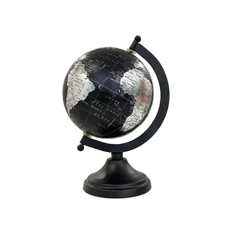 Rely+ 5" World Globe With Sturdy Metal Stand (NOT PLASTIC!) - Desktop Globe For Home Desk Table Office Decor - Book Shelf Decor Globe - 5 Inch - Metallic Black RELY+