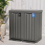 EAST OAK 62 Gallon Outdoor Trash Can | Waterproof Resin Garbage Can with Recycle and Garbage Labels | Secure Bag Lip Lock and Drip Tray | Outside Trash Bin for Patio | Kitchen, Backyard or Deck | Gray EAST OAK