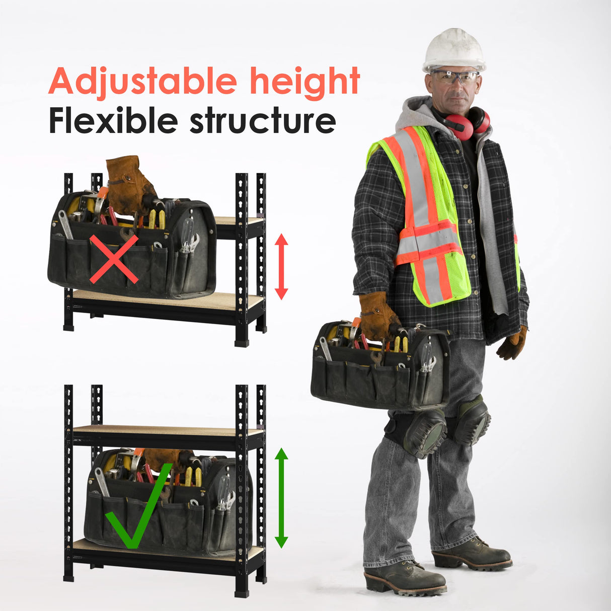 Prilinex Heavy Duty Storage Shelves - 5-Tier Adjustable Metal Garage Shelving Unit, Standing Utility Shelf Racks for Pantry Warehouse Kitchen, 28" W x 12" Dx 59" H, Black Prilinex