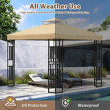 GUINGFUN 10 x 10 Gazebo Canopy Replacement Cover, Double Tiered Gazebo Canopy Replacement Top for Outdoor Patio Garden Canopy (Khaki) GUINGFUN