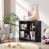 Farmhouse 5 Cube Bookshelf, Black Storage Organizer Bookcase, Kids Toy Storage Cabinet, Small Bookshelves Storage Organizer Shelf, Wood Display Cabinet Book Shelves for Bedroom,Living Room,Office FFBCFDK