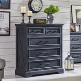 ACCOHOHO Farmhouse 5 Drawer Dresser for Bedroom, 36 Inch Tall Modern Chest of Drawers, Rustic Wood Storgae Organizer with Large Drawers & Bar Handles for Bedroom, Living Room, Hallway, Black ACCOHOHO