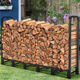 AMAGABELI GARDEN & HOME 6ft Firewood Log Rack Outdoor Log Holder for Fireplace Heavy Duty Wood Stacker Pit for Patio Logs Storage Steel Tubular Wood Pile Rack Tool Accessories Black AMAGABELI GARDEN & HOME
