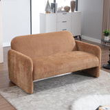 DUOMAY Cute Chenille Loveseat Sofa, Modern 55" Wide Seat Couch Minimalist Style Comfy Deep Seat Sofa for 2-3 Seater for Living Room Apartment, Brown DUOMAY