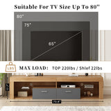 Merax Modern LED TV Stand for TVs Up to 80", 70" Gaming Entertainment Center with Glass Shelves and 2 Doors, TV Console with 16 Dynamic RGB Modes for Living Room, Bedroom Merax