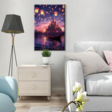 JOOZ Paint by Numbers Kit for Adults with Frame, Castle Paint by Number with Easel, DIY Sunset Boat Easy Paint by Numbers Landscape for Home Wall Decor 8 x 12 Inch JOOZ