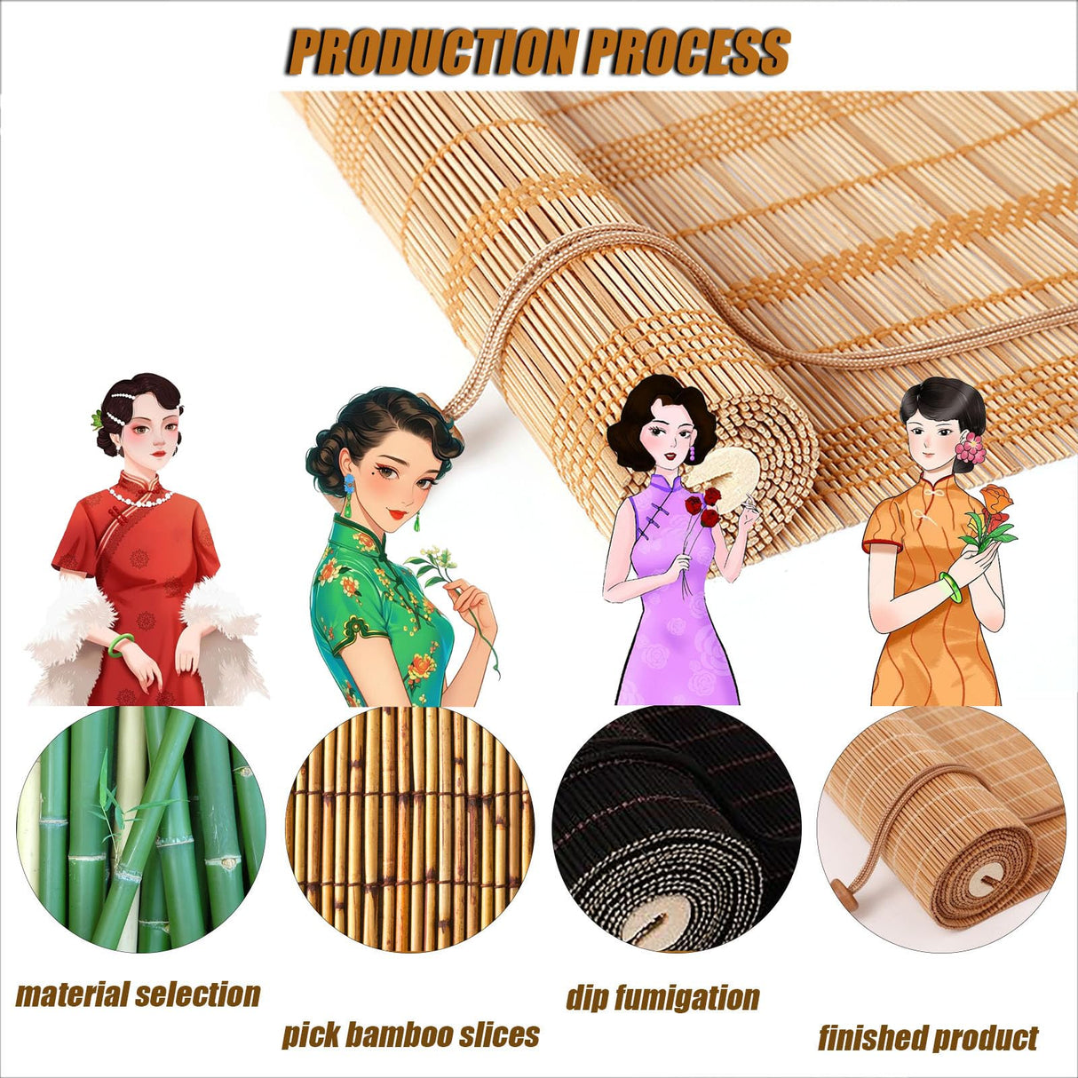 Retro Outdoor Shades for Patio Bamboo Roller Blinds, Bamboo Roll Up Blinds Bamboo Roll Up Shades, Bamboo Shades Blinds Porch Blinds Outdoor/Indoor Window Privacy 34×87in（W×H） Brown OCAZI